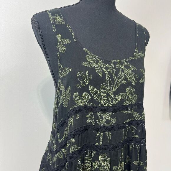 Intimately Free People Voile & Lace Trapeze Dress Rare Green Floral Print Sz Sm - Picture 3 of 16